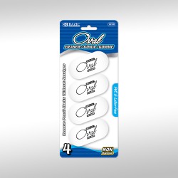 Bazic Oval Erasers, White, 4pk
