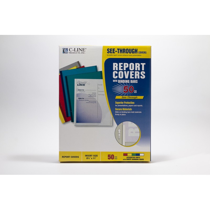 CLine Report Covers with Binding Bars, 50pk, Assorted Colours
